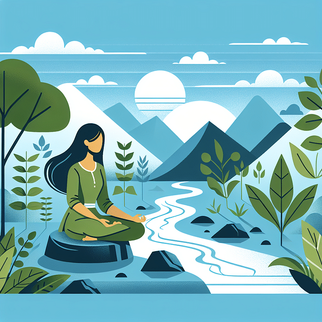 person in contemplation amidst serene nature