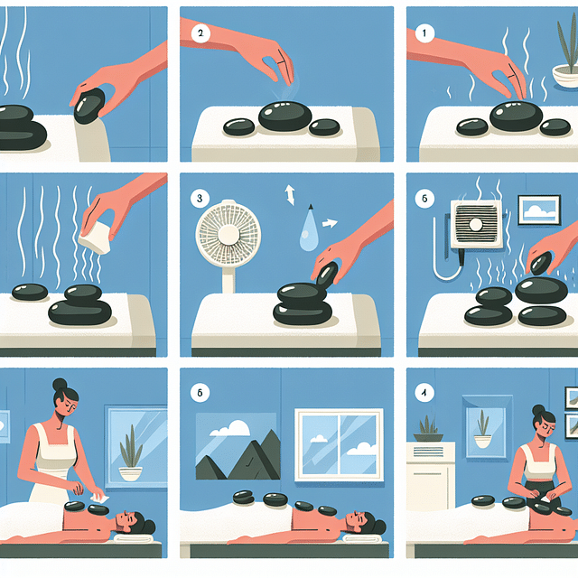 Hot stones being cooled down and cleaned after a massage session