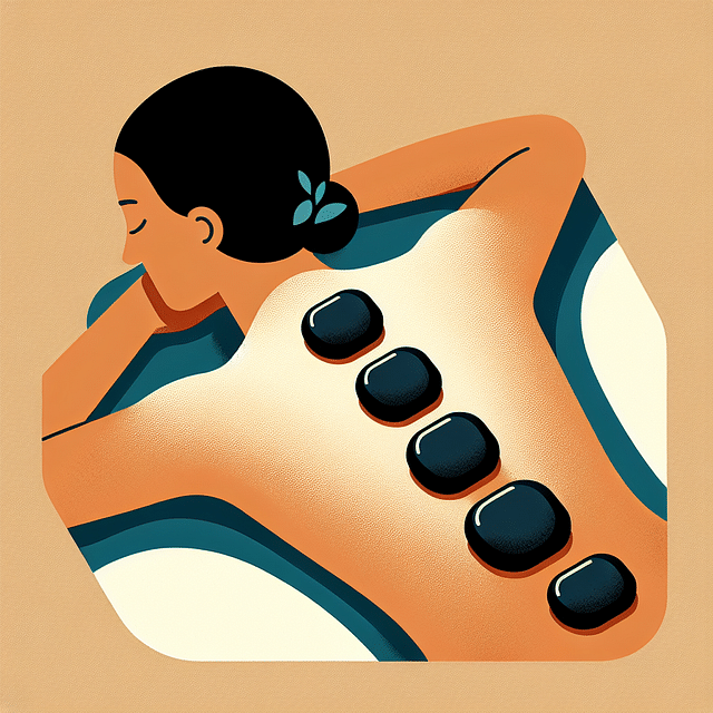 Hot stones placed strategically on a person's back along the spine