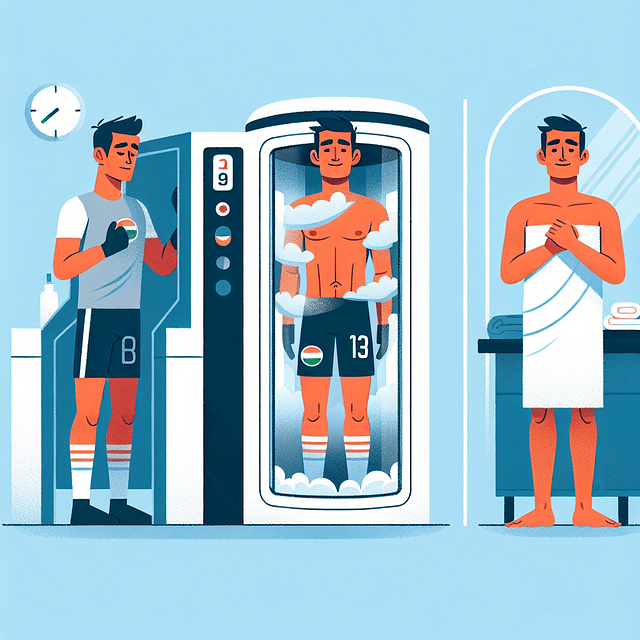 illustration of an athlete undergoing cryotherapy