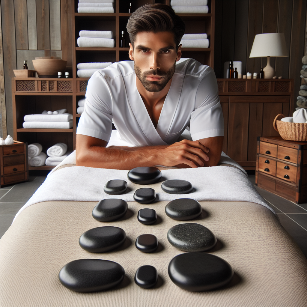 Hot stone massage setup