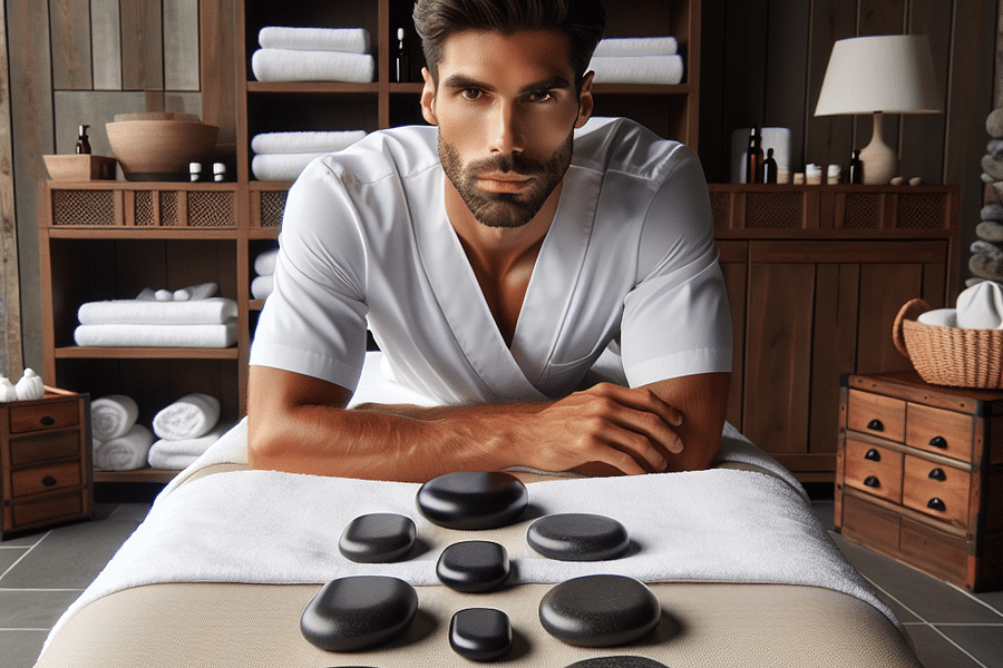 Hot stone massage setup