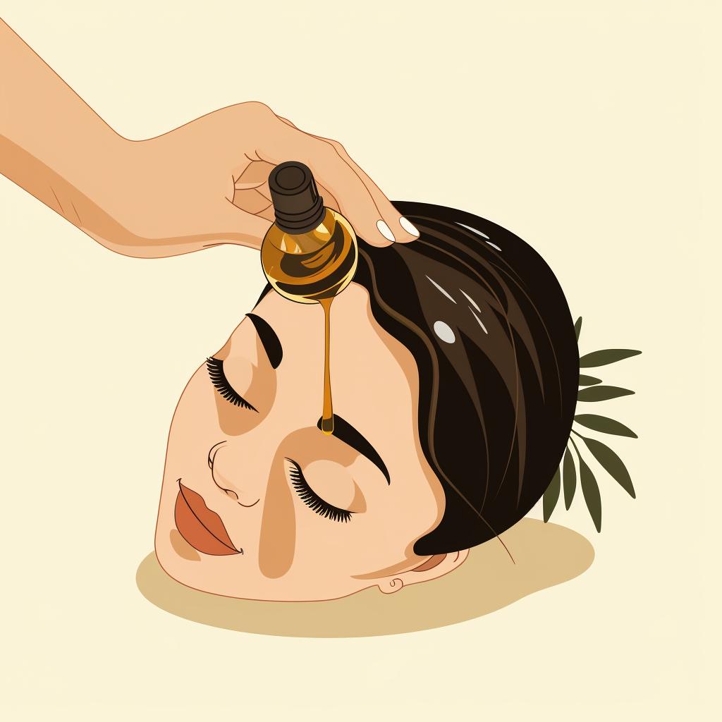Fingertips applying oil to scalp